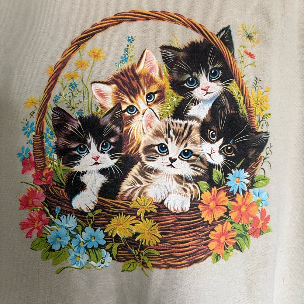 Kitten Print Beige Sweatshirt - Picture 2 of 3